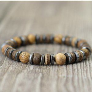 Coconut Bracelet,Coconut,Gemstone,Metal,8mm Beads,Energy Bracelet,Men,Women,Gift